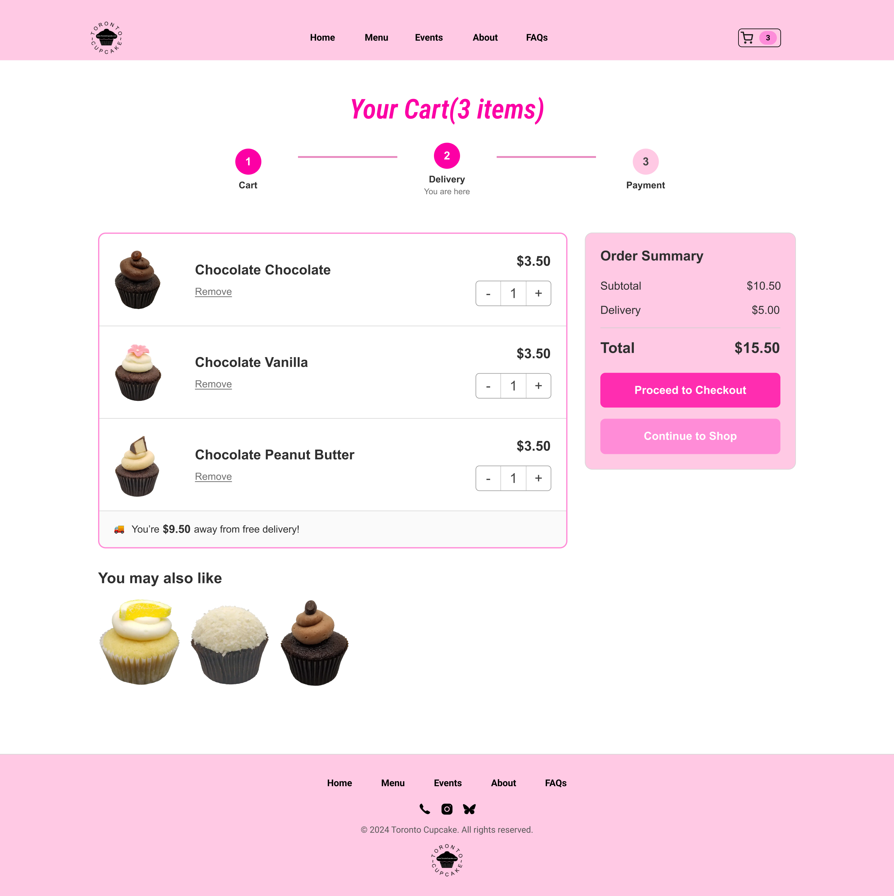 Toronto Cupcake redesigned cart review screen